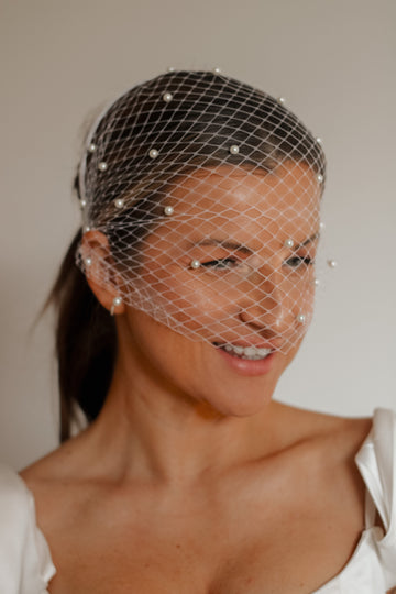 Pearl Birdcage Wedding Veil - Velo Bianco
